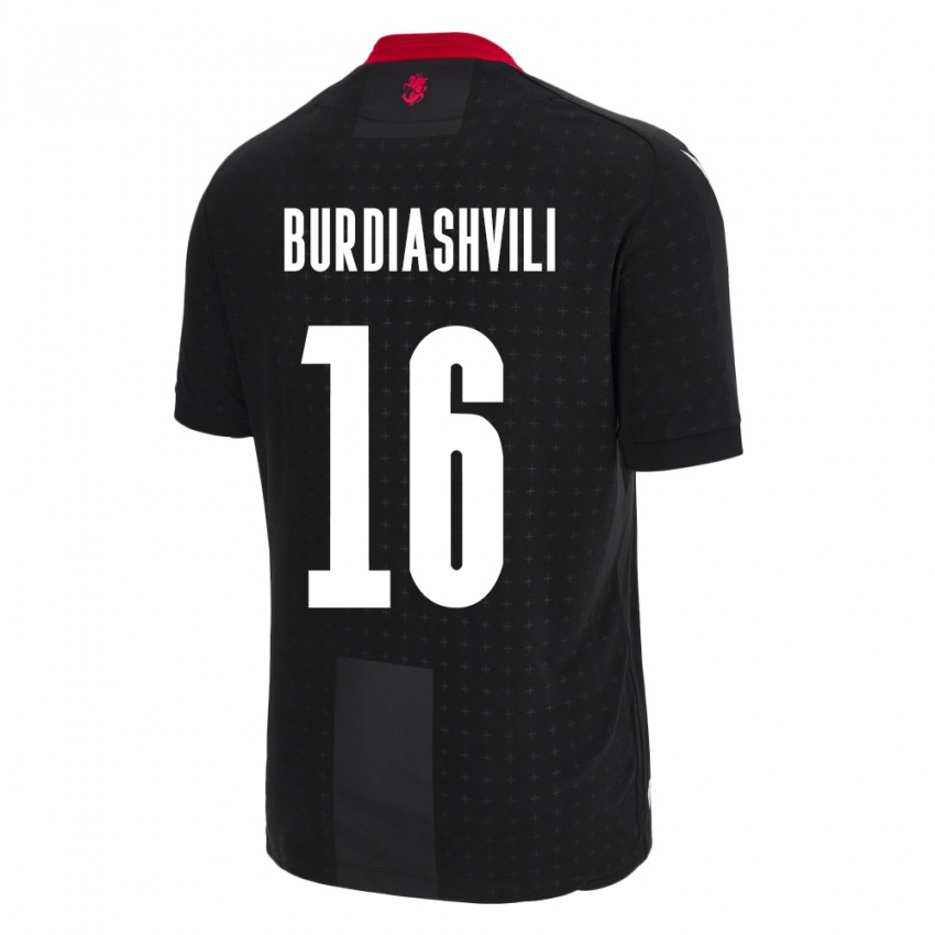 Homem Camisola Geórgia Beka Burdiashvili #16 Preto Alternativa 24-26 Camisa