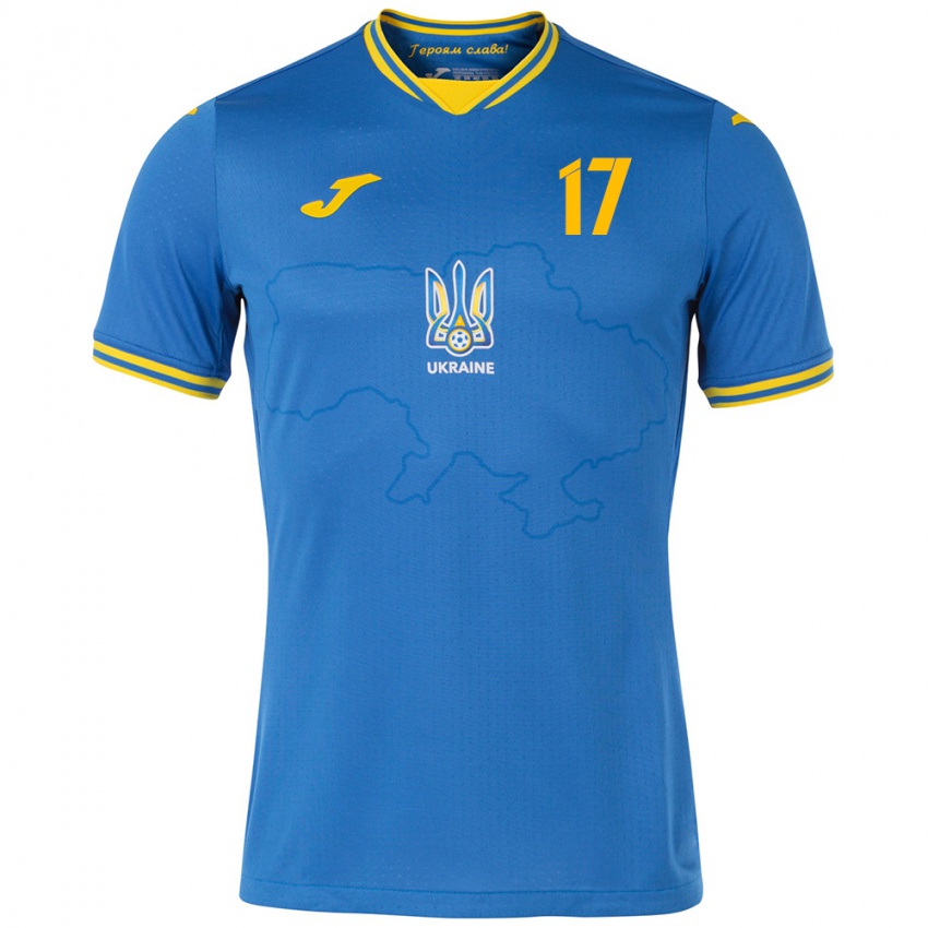 Homem Camisola Ucrânia Oleksandr Zinchenko #17 Azul Alternativa 24-26 Camisa