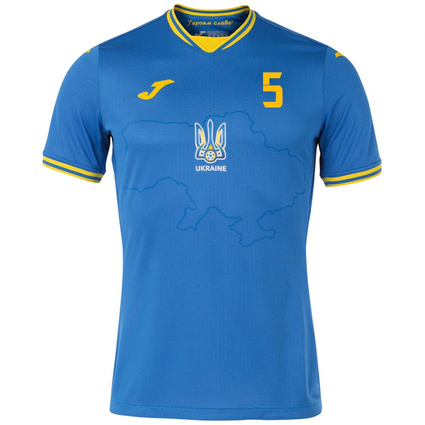 Homem Camisola Ucrânia Sergiy Sydorchuk #5 Azul Alternativa 24-26 Camisa