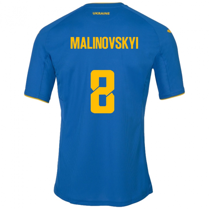 Homem Camisola Ucrânia Ruslan Malinovskyi #8 Azul Alternativa 24-26 Camisa