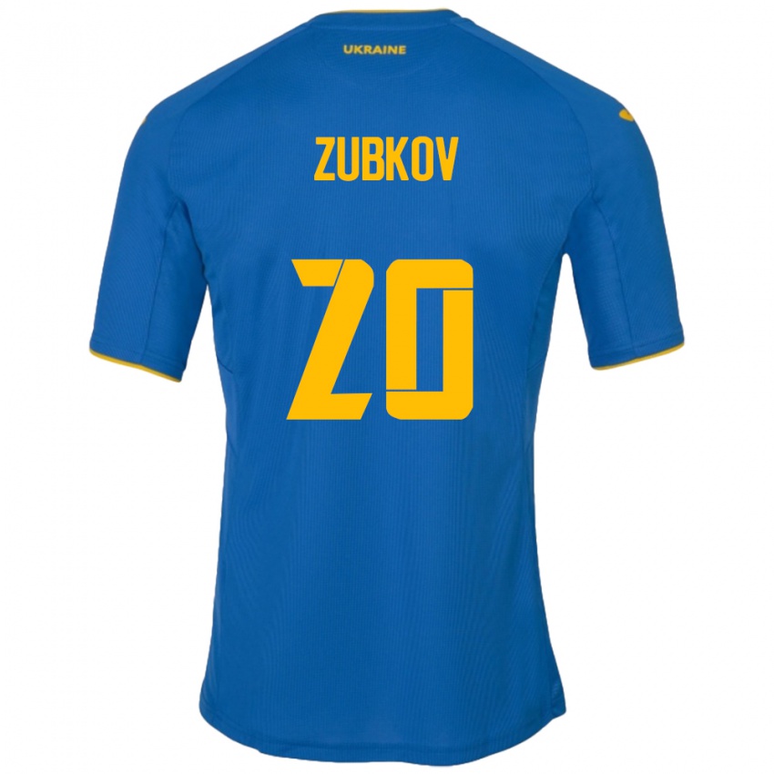 Homem Camisola Ucrânia Oleksandr Zubkov #20 Azul Alternativa 24-26 Camisa