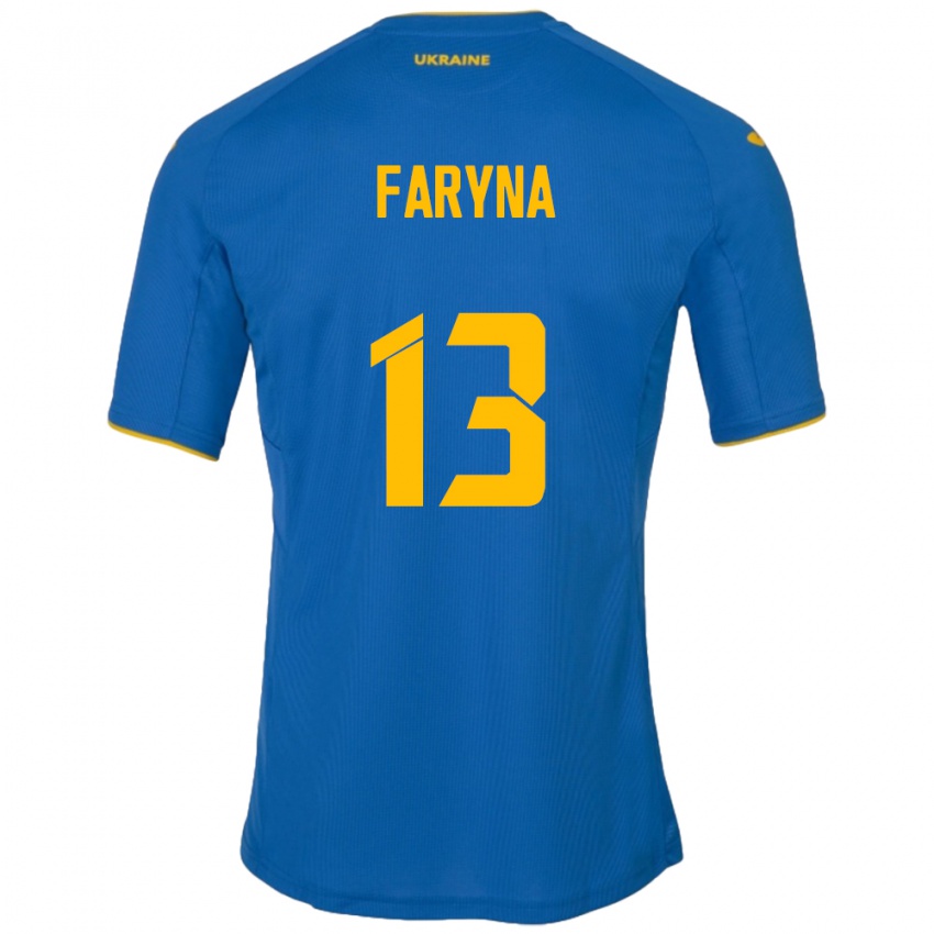 Homem Camisola Ucrânia Maryan Faryna #13 Azul Alternativa 24-26 Camisa