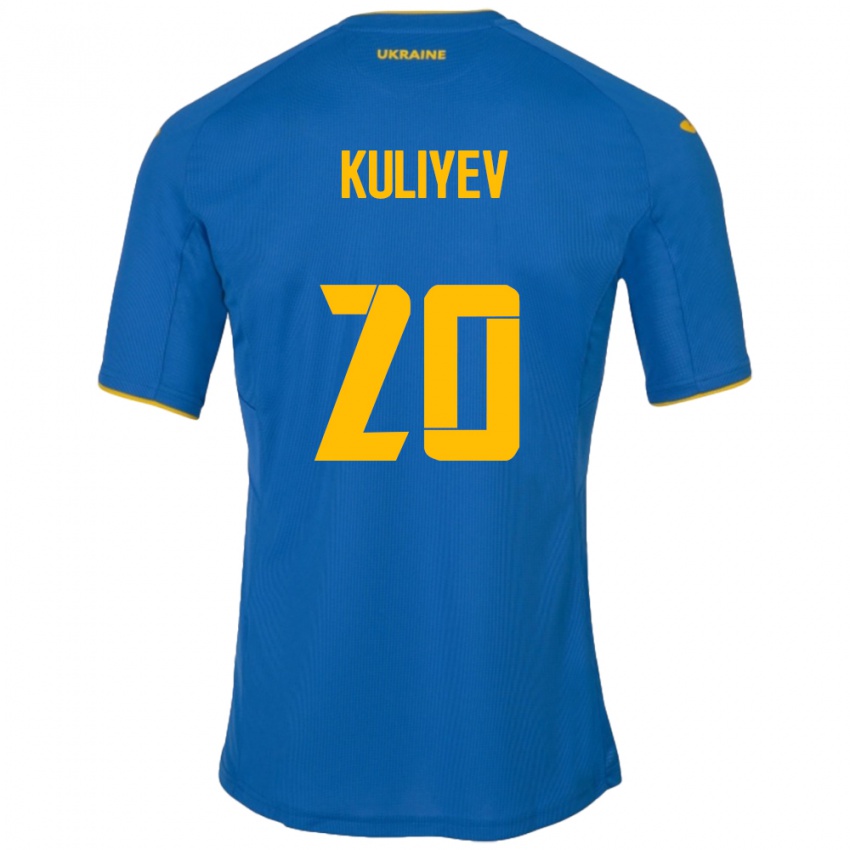 Homem Camisola Ucrânia Eldar Kuliyev #20 Azul Alternativa 24-26 Camisa