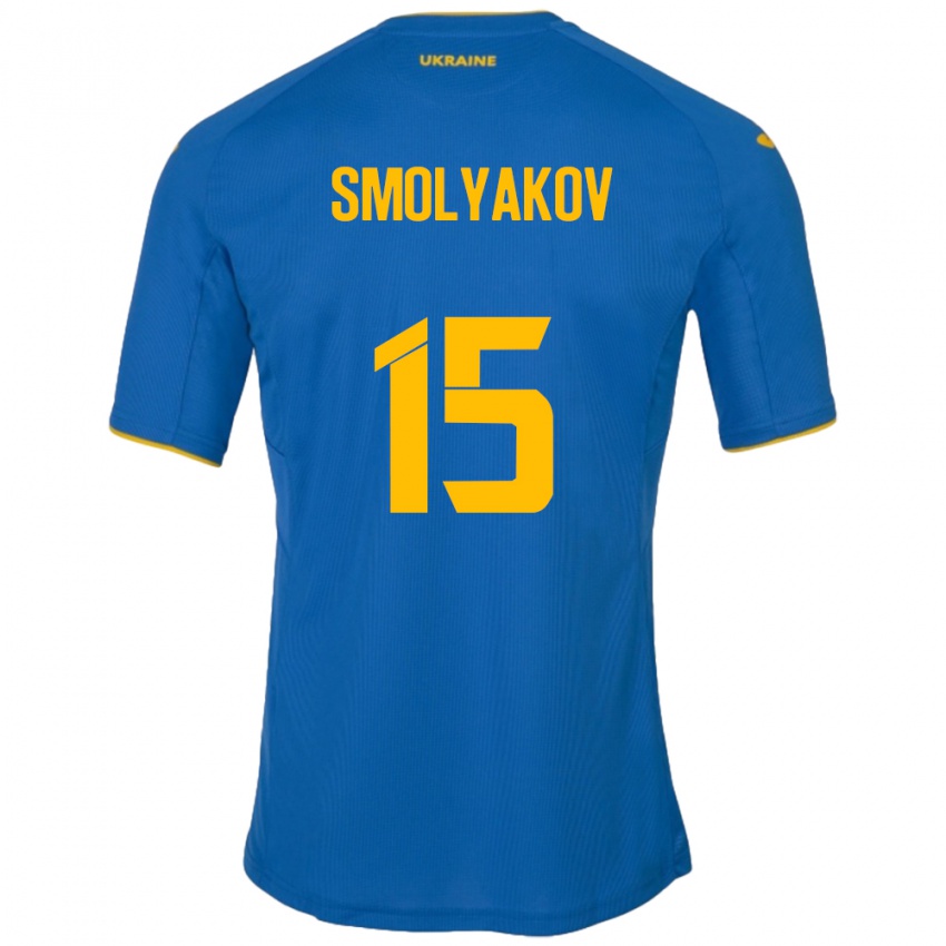 Homem Camisola Ucrânia Artem Smolyakov #15 Azul Alternativa 24-26 Camisa