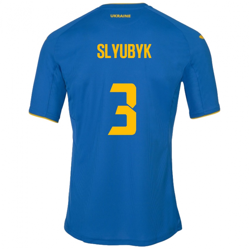 Homem Camisola Ucrânia Bogdan Slyubyk #3 Azul Alternativa 24-26 Camisa