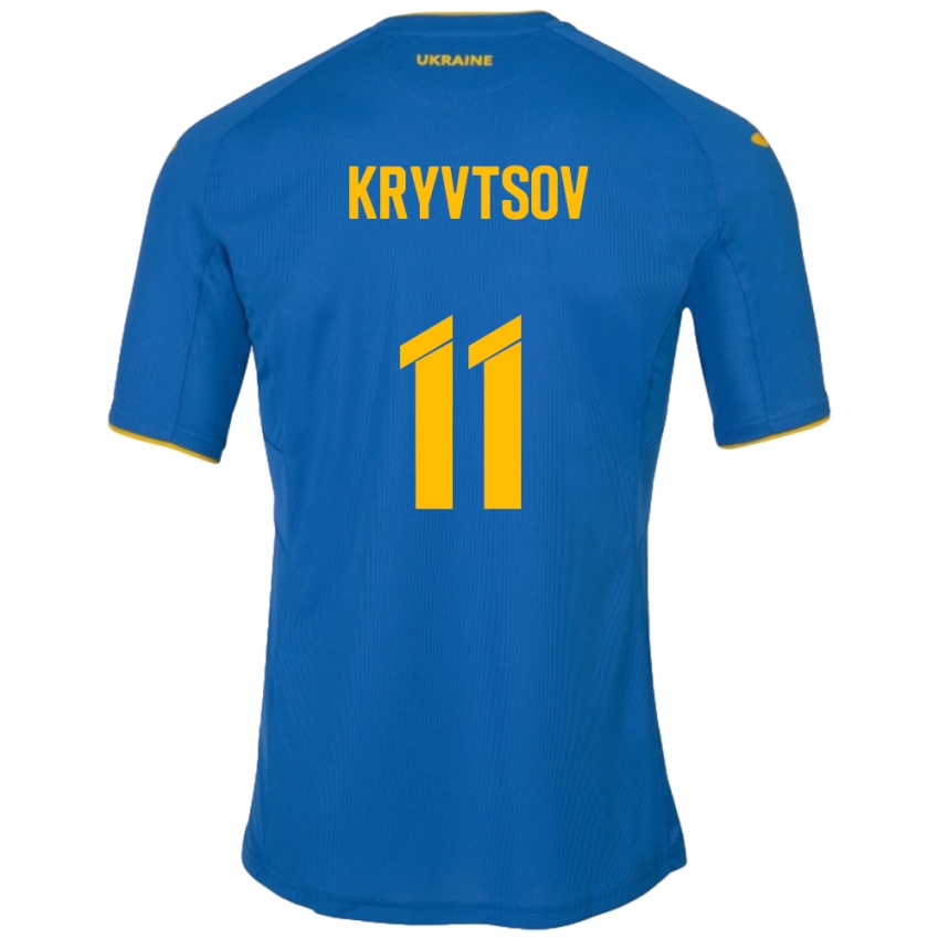 Homem Camisola Ucrânia Nikita Kryvtsov #11 Azul Alternativa 24-26 Camisa