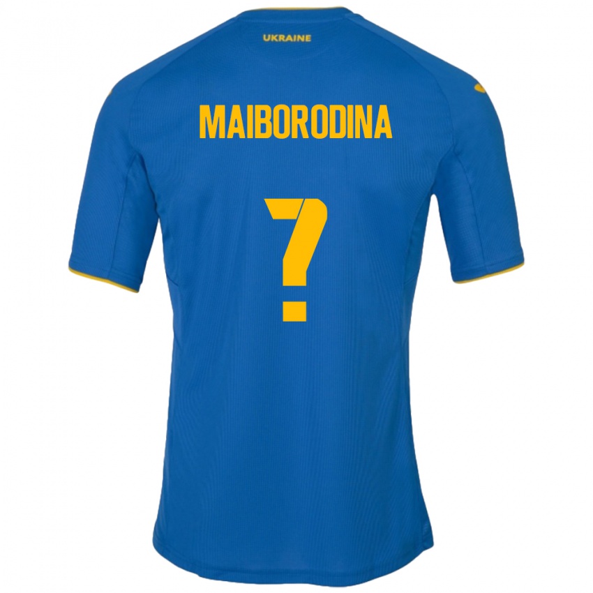 Homem Camisola Ucrânia Iryna Maiborodina #0 Azul Alternativa 24-26 Camisa