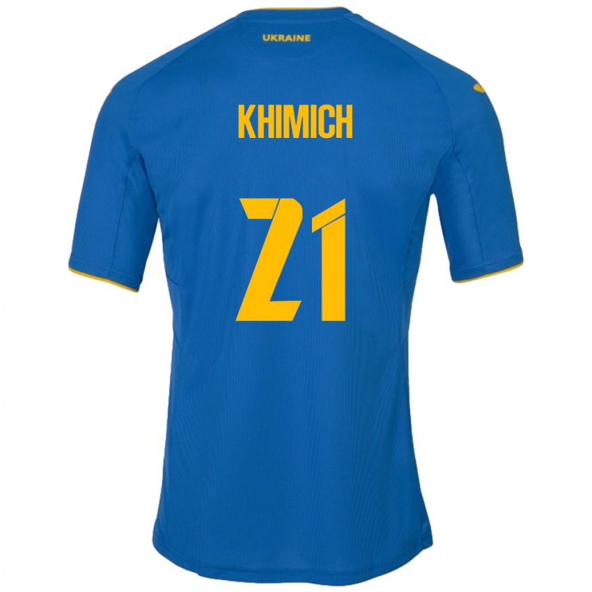 Homem Camisola Ucrânia Tamila Khimich #21 Azul Alternativa 24-26 Camisa