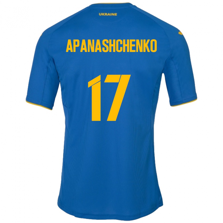 Homem Camisola Ucrânia Daryna Apanashchenko #17 Azul Alternativa 24-26 Camisa