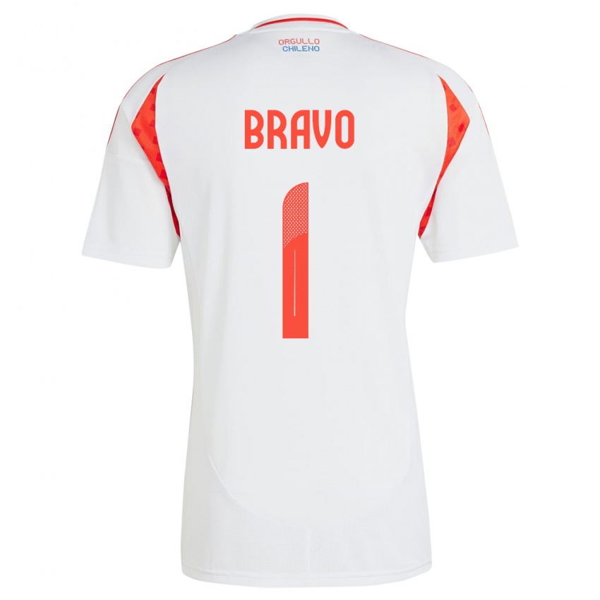 Homem Camisola Chile Claudio Bravo #1 Branco Alternativa 24-26 Camisa