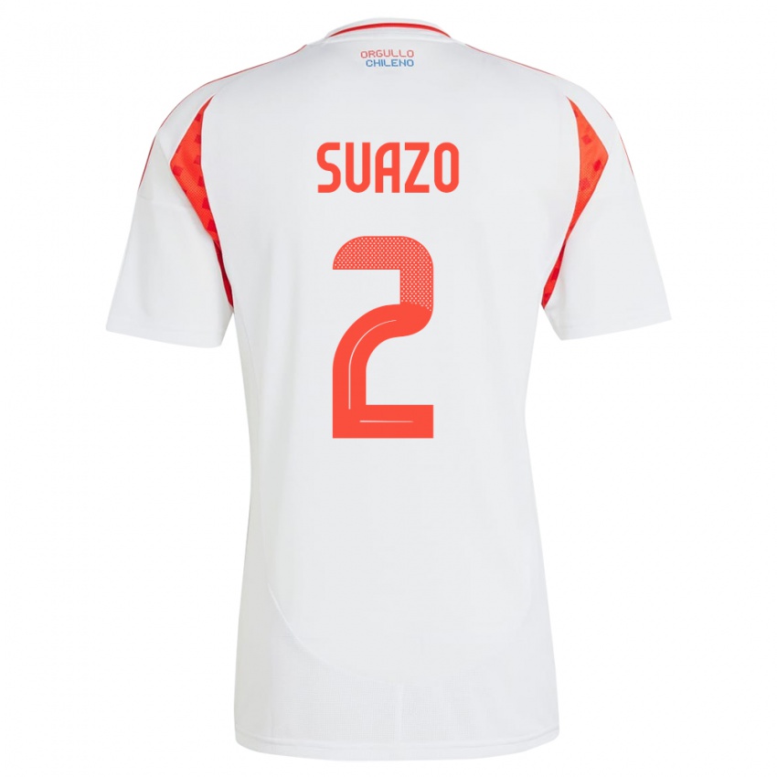 Homem Camisola Chile Gabriel Suazo #2 Branco Alternativa 24-26 Camisa