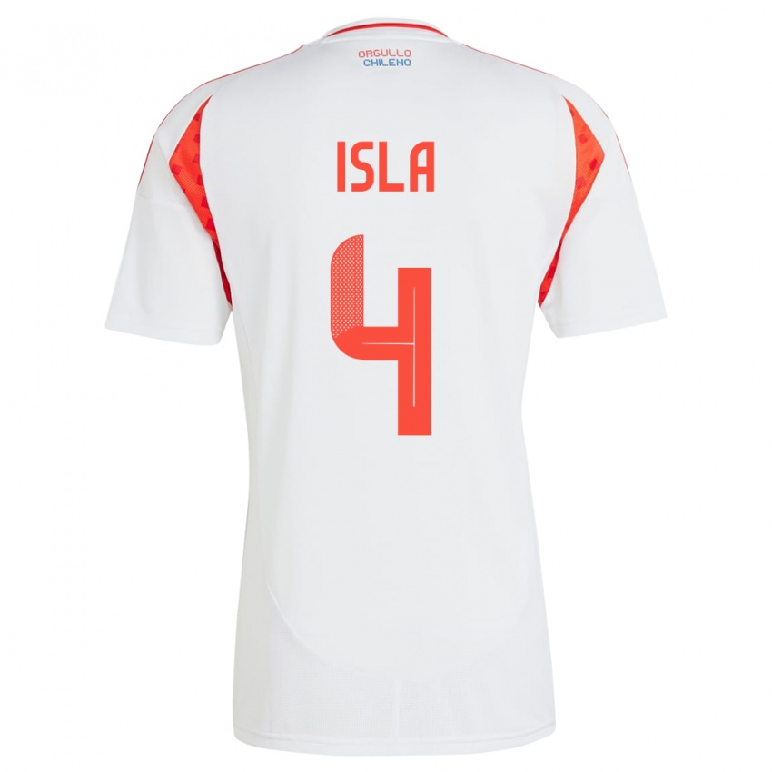 Homem Camisola Chile Mauricio Isla #4 Branco Alternativa 24-26 Camisa