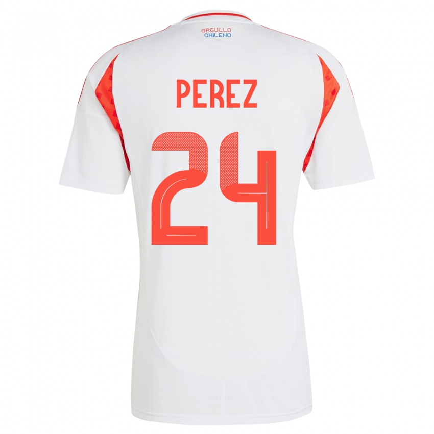 Homem Camisola Chile César Pérez #24 Branco Alternativa 24-26 Camisa