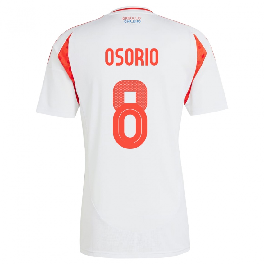Homem Camisola Chile Darío Osorio #8 Branco Alternativa 24-26 Camisa