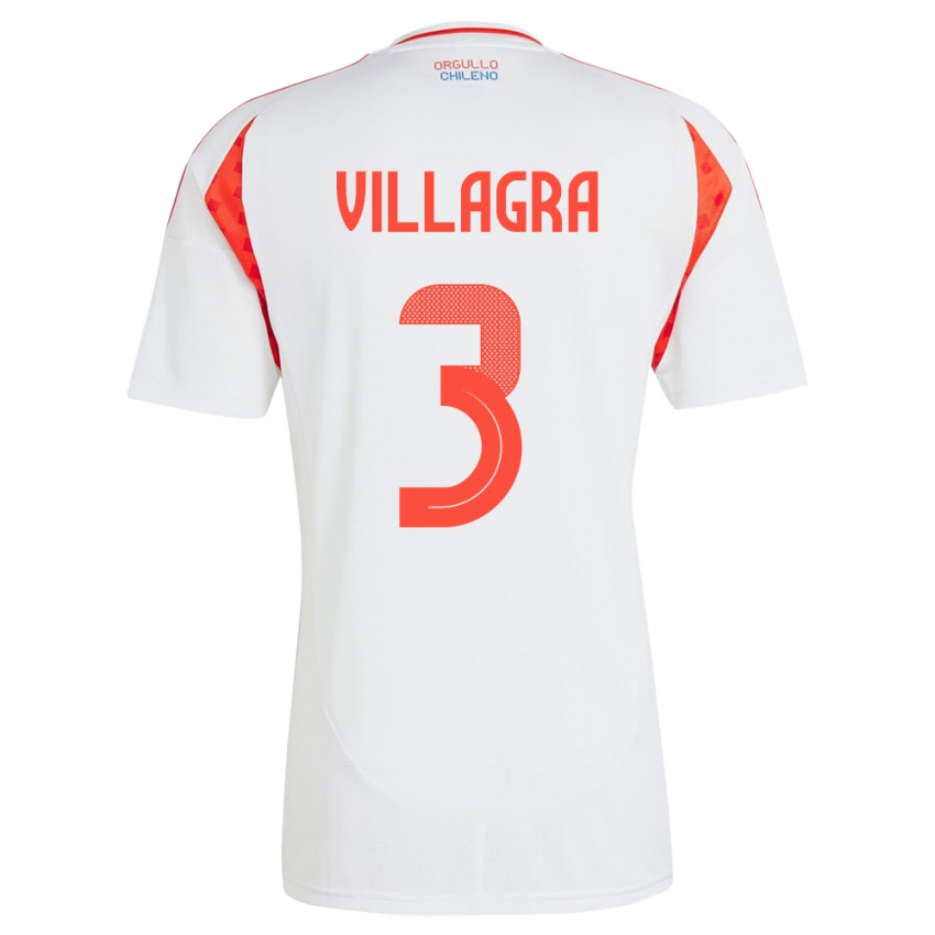 Homem Camisola Chile Jonathan Villagra #3 Branco Alternativa 24-26 Camisa