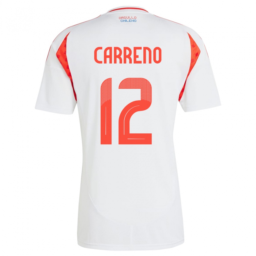 Homem Camisola Chile Diego Carreño #12 Branco Alternativa 24-26 Camisa