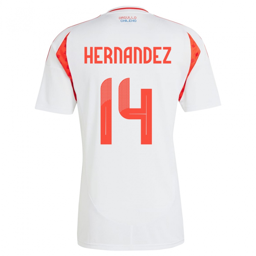 Homem Camisola Chile Leandro Hernández #14 Branco Alternativa 24-26 Camisa