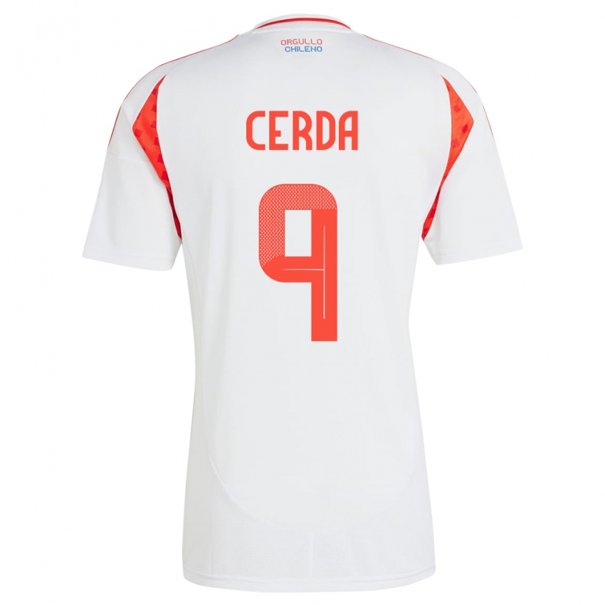 Homem Camisola Chile Axel Cerda #9 Branco Alternativa 24-26 Camisa