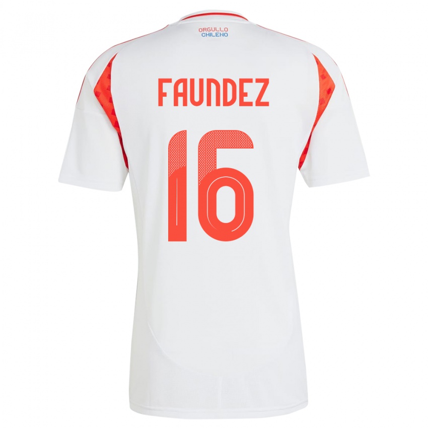 Homem Camisola Chile Felipe Faúndez #16 Branco Alternativa 24-26 Camisa