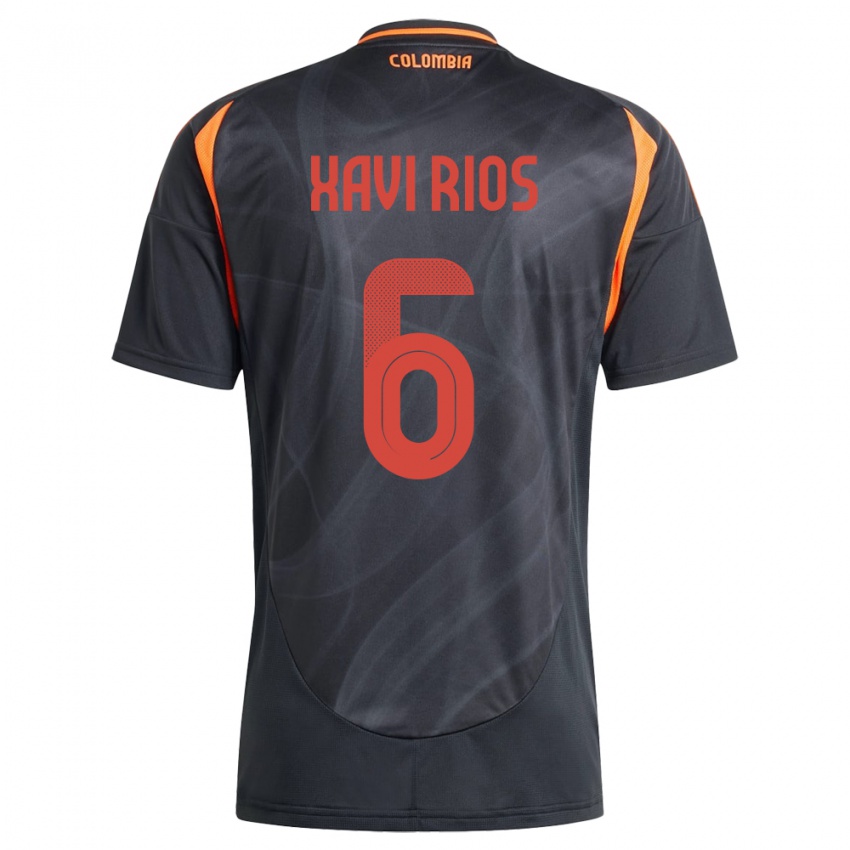 Homem Camisola Colômbia Xavi Ríos #6 Preto Alternativa 24-26 Camisa