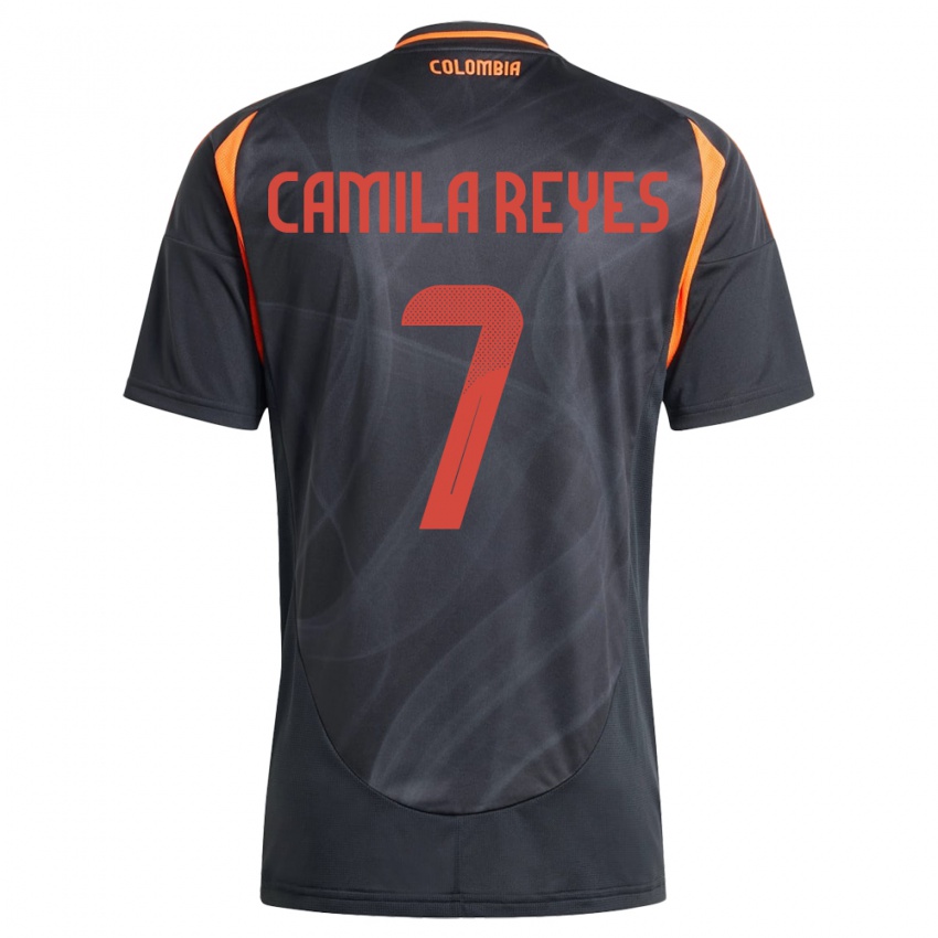 Homem Camisola Colômbia María Camila Reyes #7 Preto Alternativa 24-26 Camisa