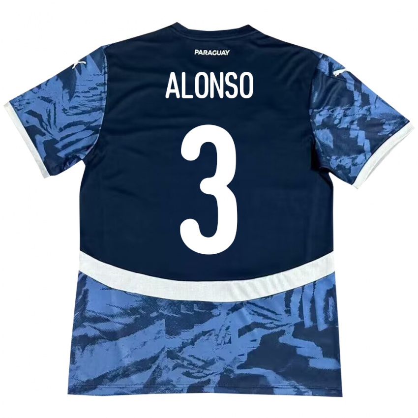 Homem Camisola Paraguai Lorena Alonso #3 Azul Alternativa 24-26 Camisa