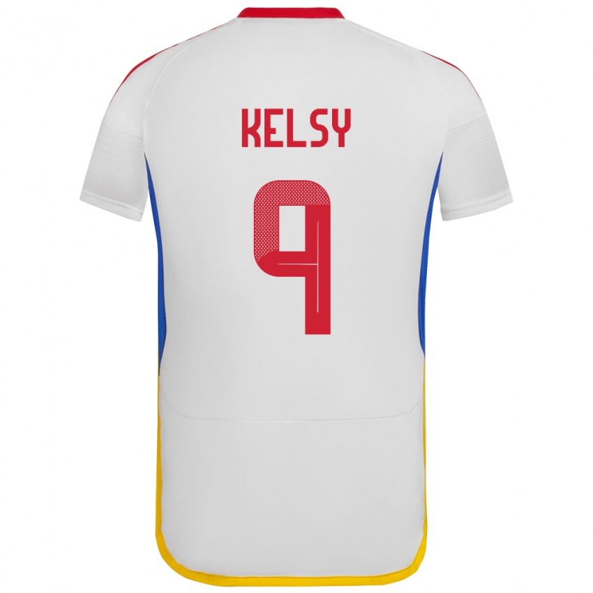 Homem Camisola Venezuela Kevin Kelsy #9 Branco Alternativa 24-26 Camisa