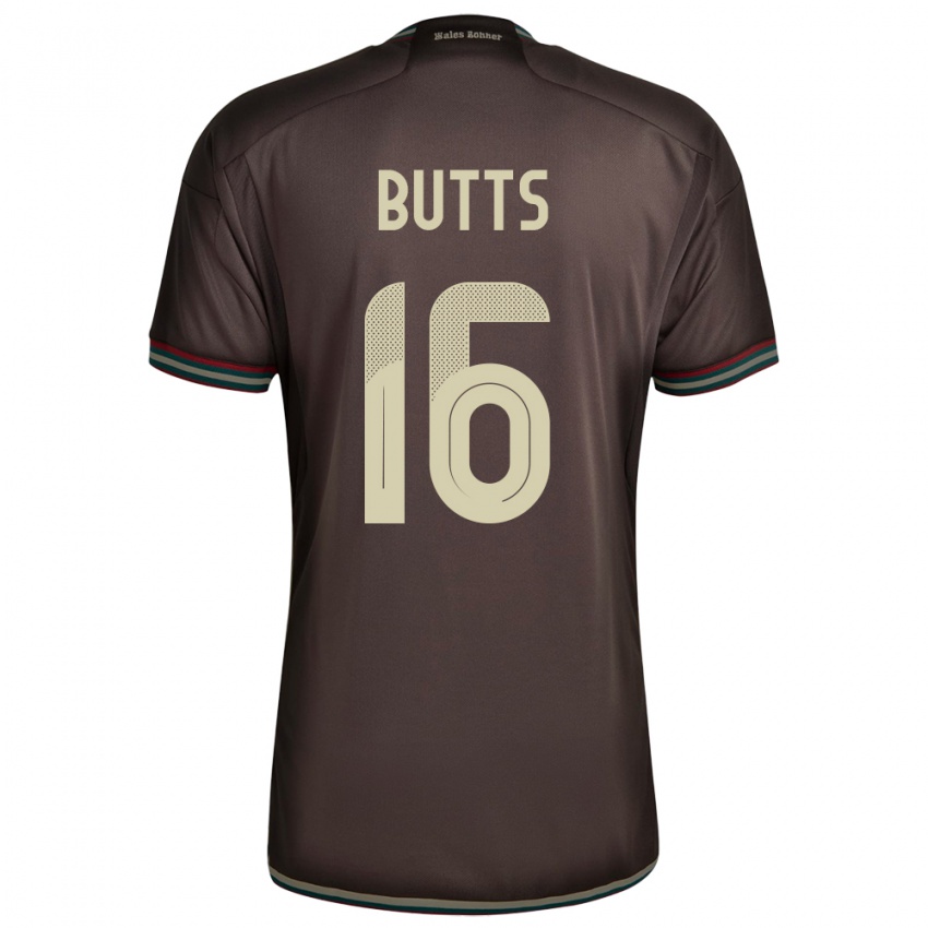 Homem Camisola Jamaica Njeri Butts #16 Noite Marrom Alternativa 24-26 Camisa