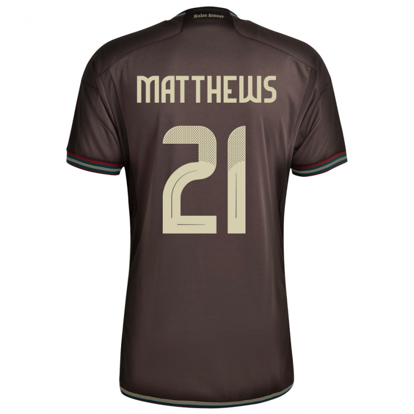 Homem Camisola Jamaica Cheyna Matthews #21 Noite Marrom Alternativa 24-26 Camisa