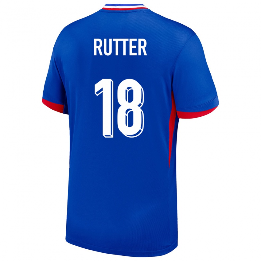 Mulher Camisola França Georginio Rutter #18 Azul Principal 24-26 Camisa