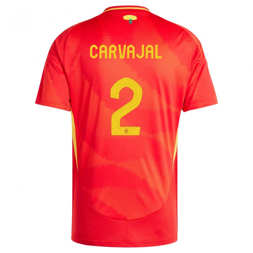 Mulher Camisola Espanha Daniel Carvajal #2 Vermelho Principal 24-26 Camisa
