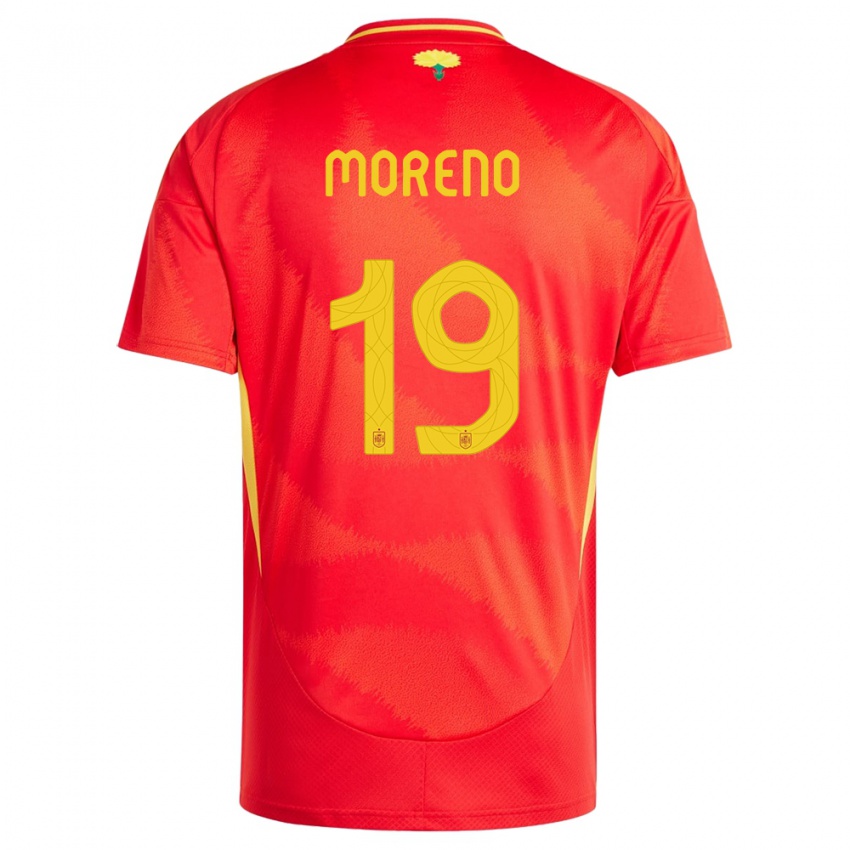 Mulher Camisola Espanha Victor Moreno #19 Vermelho Principal 24-26 Camisa
