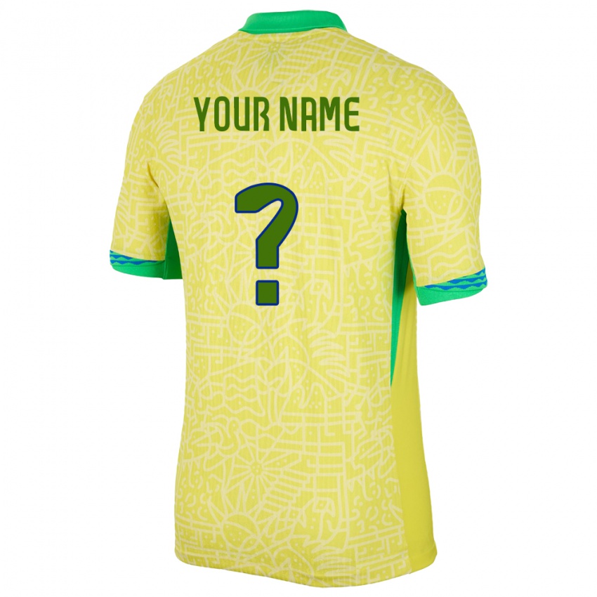 Mulher Camisola Brasil Seu Nome #0 Amarelo Principal 24-26 Camisa