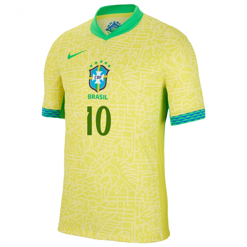 Mulher Camisola Brasil Rodrygo #10 Amarelo Principal 24-26 Camisa