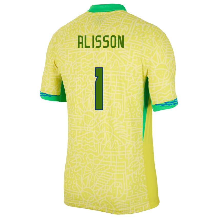 Mulher Camisola Brasil Alisson #1 Amarelo Principal 24-26 Camisa