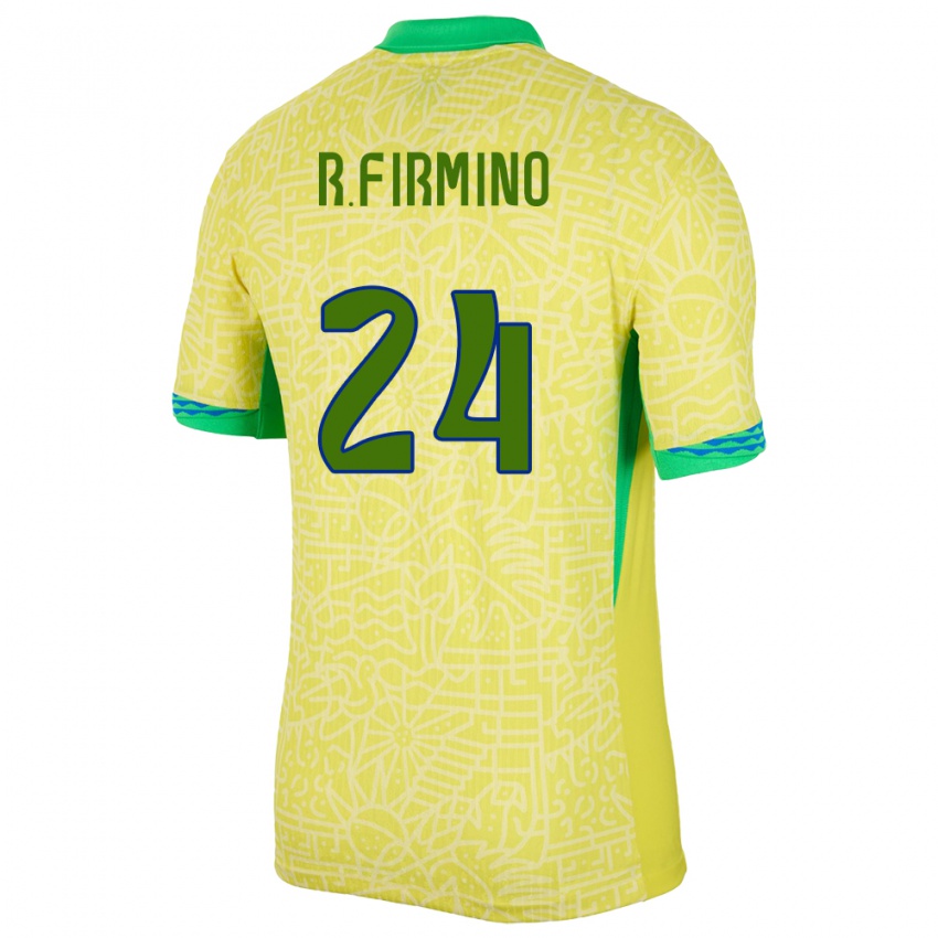 Mulher Camisola Brasil Roberto Firmino #24 Amarelo Principal 24-26 Camisa