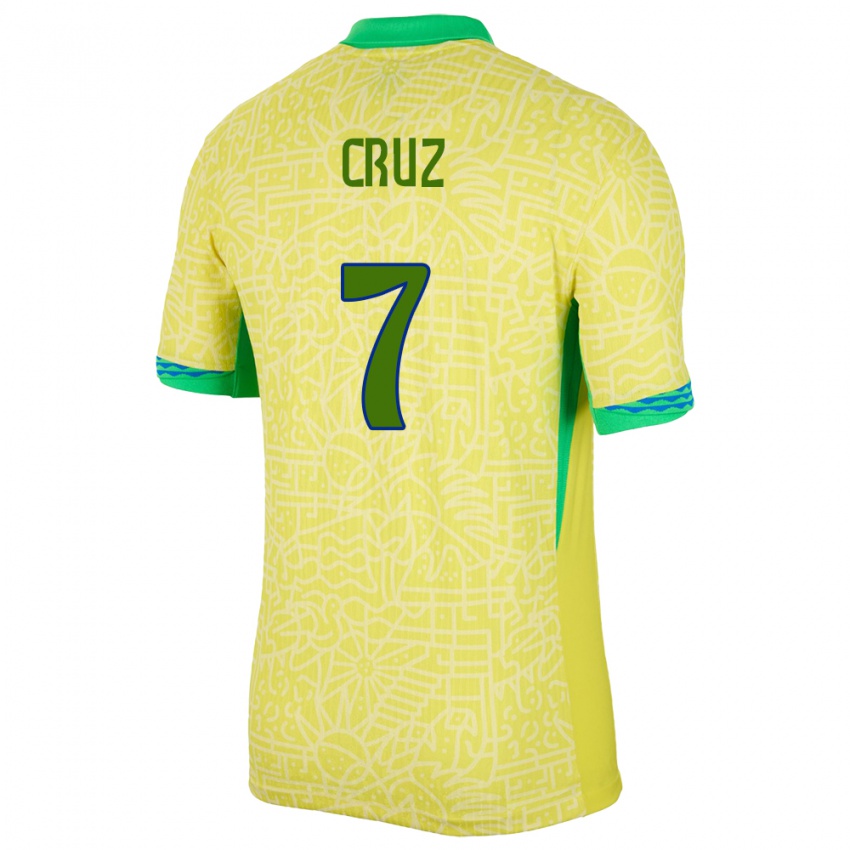 Mulher Camisola Brasil Joao Cruz #7 Amarelo Principal 24-26 Camisa