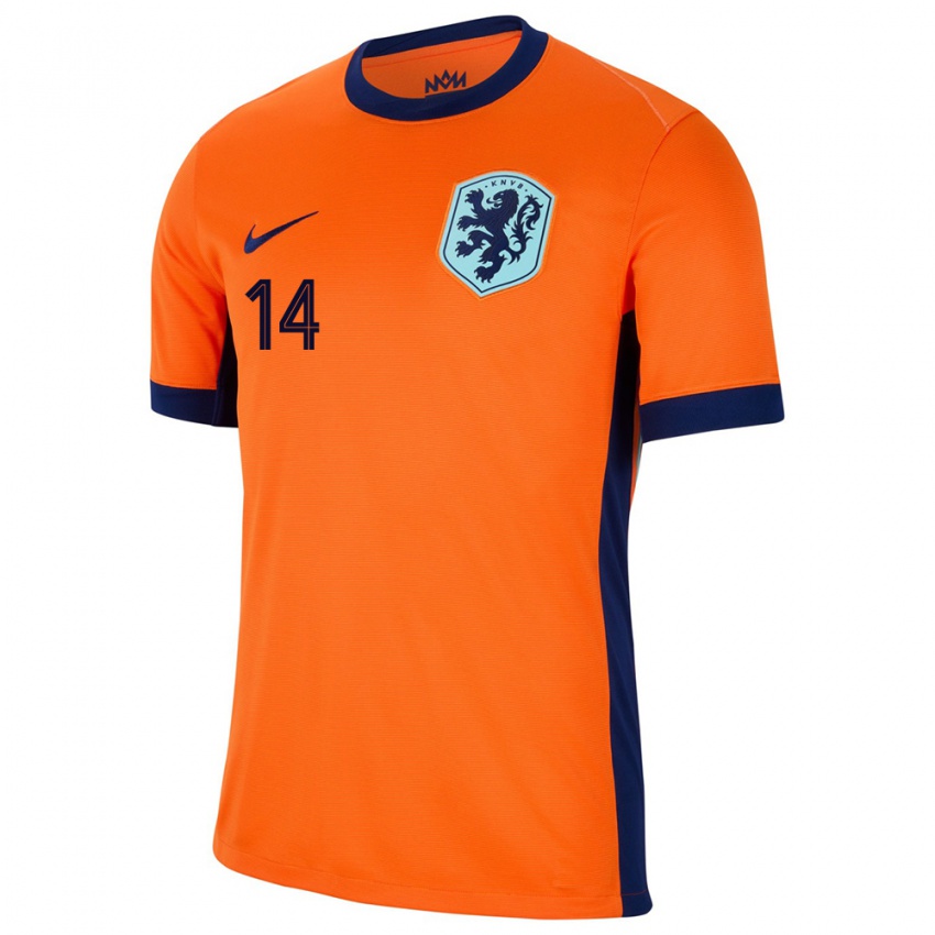 Mulher Camisola Países Baixos Davy Klaassen #14 Laranja Principal 24-26 Camisa