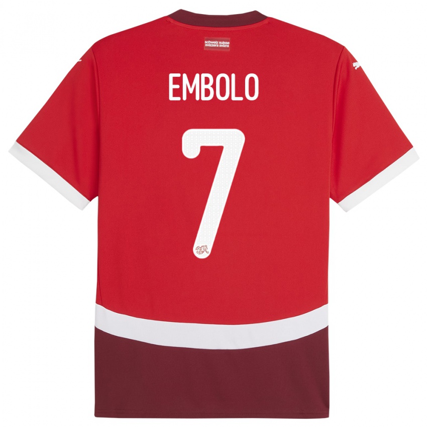 Mulher Camisola Suiça Breel Embolo #7 Vermelho Principal 24-26 Camisa