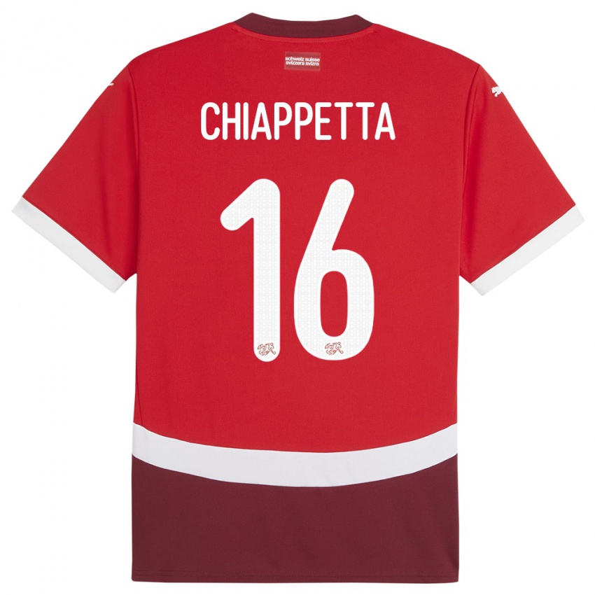 Mulher Camisola Suiça Carmine Chiappetta #16 Vermelho Principal 24-26 Camisa