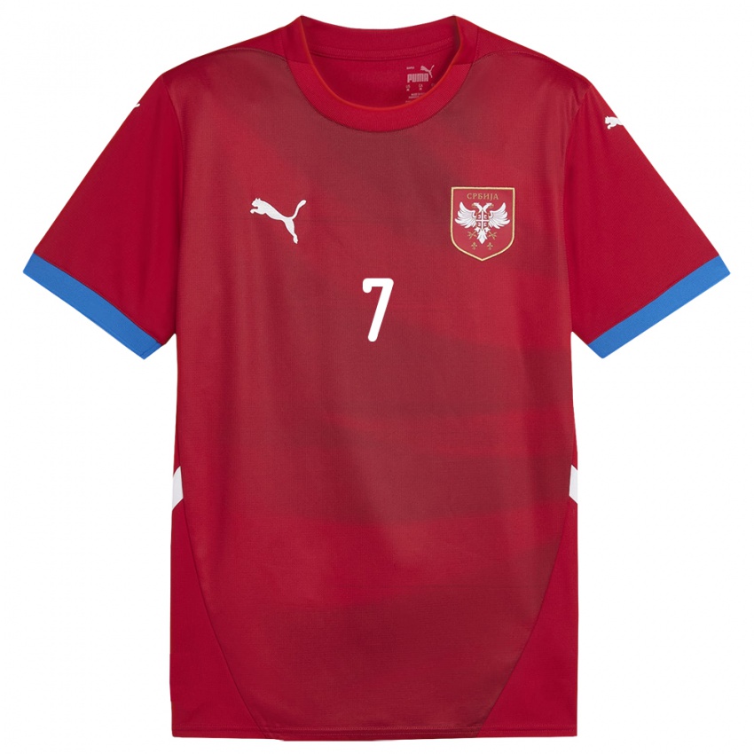 Mulher Camisola Sérvia Nemanja Radonjic #7 Vermelho Principal 24-26 Camisa