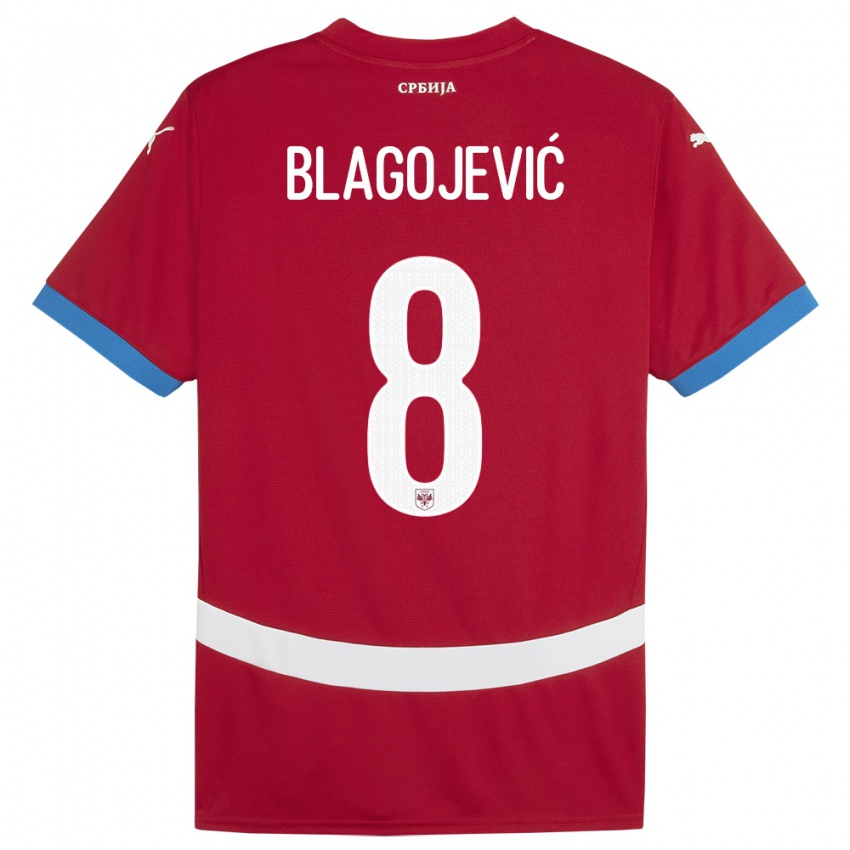 Mulher Camisola Sérvia Dina Blagojevic #8 Vermelho Principal 24-26 Camisa