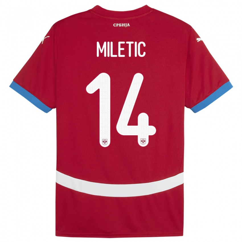 Mulher Camisola Sérvia Vladimir Miletic #14 Vermelho Principal 24-26 Camisa