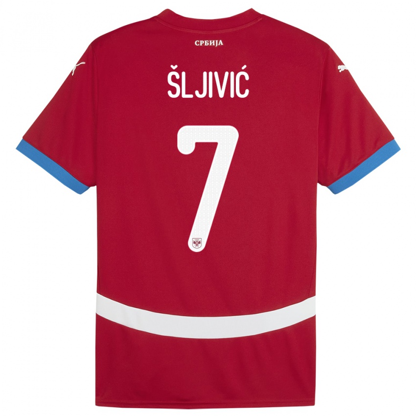 Mulher Camisola Sérvia Jovan Sljivic #7 Vermelho Principal 24-26 Camisa