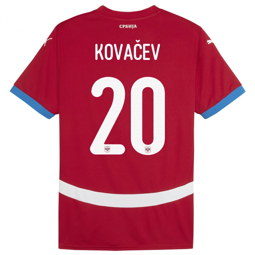 Mulher Camisola Sérvia Milan Kovacev #20 Vermelho Principal 24-26 Camisa