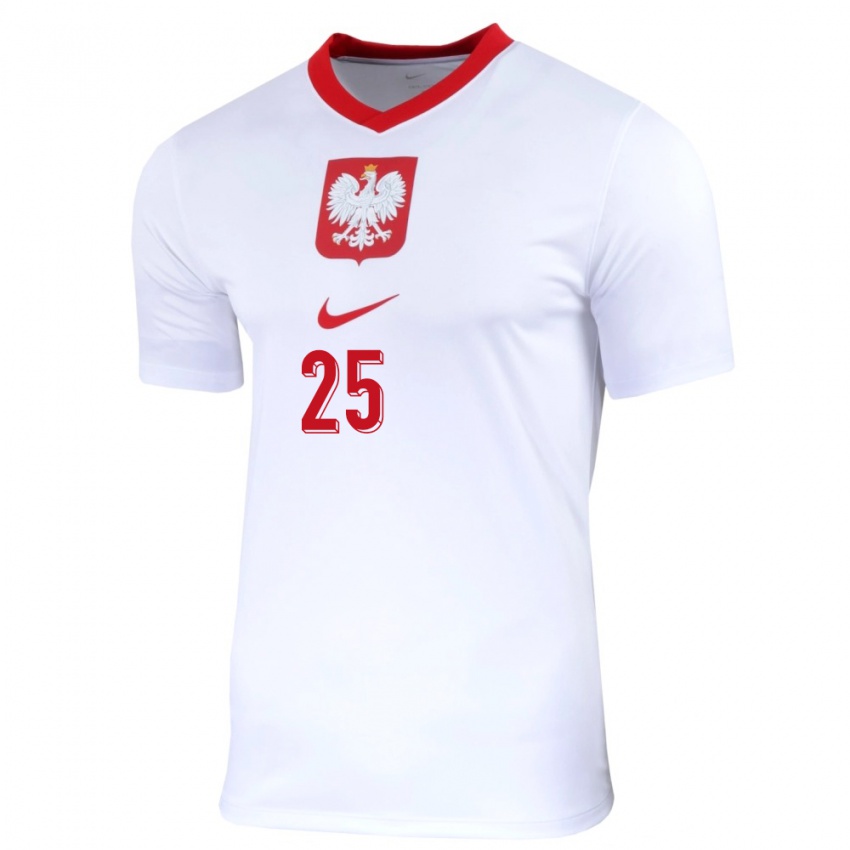 Mulher Camisola Polónia Michal Skoras #25 Branco Principal 24-26 Camisa