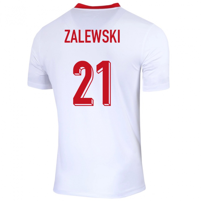 Mulher Camisola Polónia Nicola Zalewski #21 Branco Principal 24-26 Camisa
