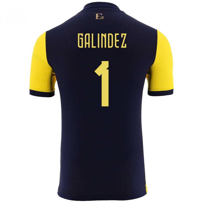 Mulher Camisola Equador Hernan Galindez #1 Amarelo Principal 24-26 Camisa