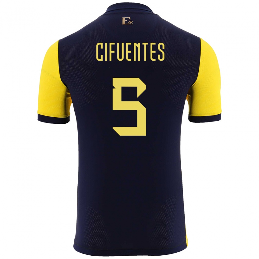 Mulher Camisola Equador Jose Cifuentes #5 Amarelo Principal 24-26 Camisa