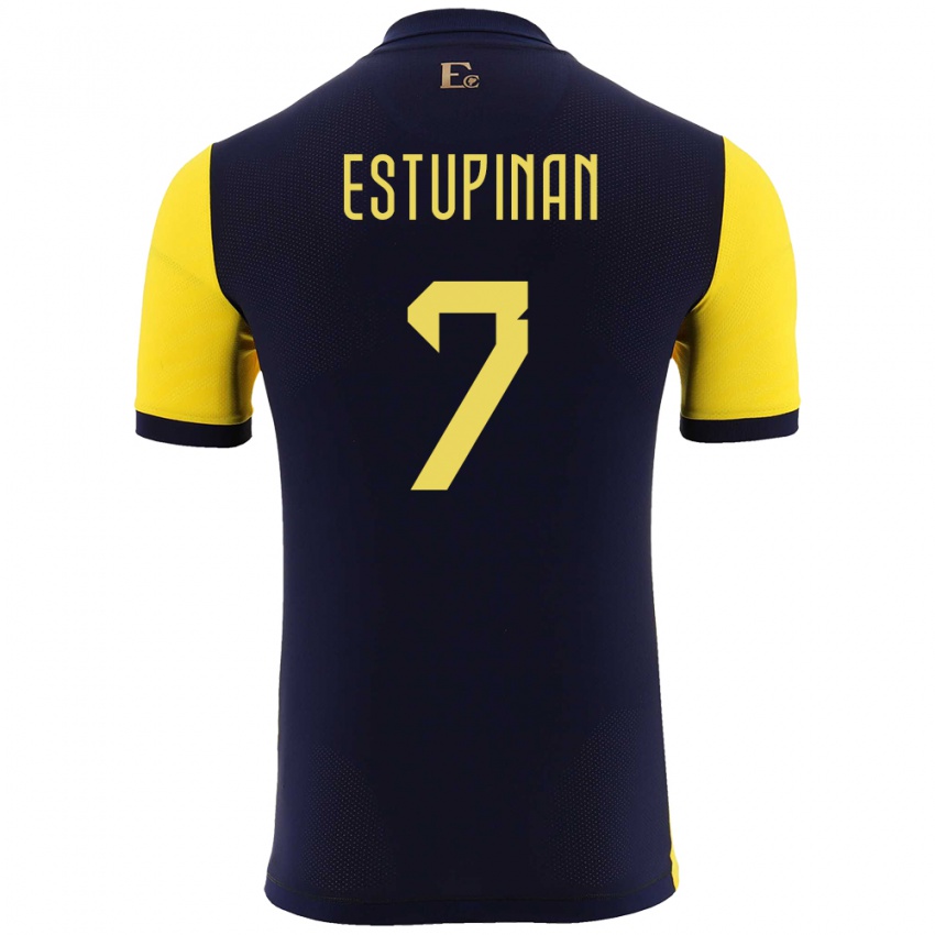 Mulher Camisola Equador Pervis Estupinan #7 Amarelo Principal 24-26 Camisa